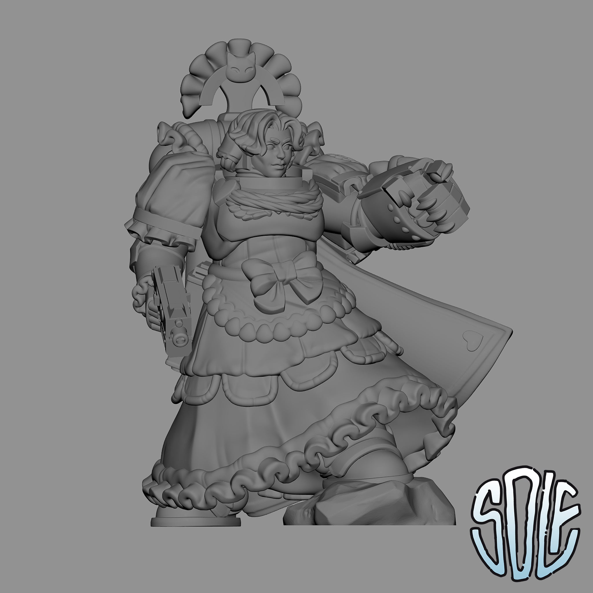 Cosmic Maids Marines - Captain Tabletop Sci Fi Miniature Wargaming Proxy