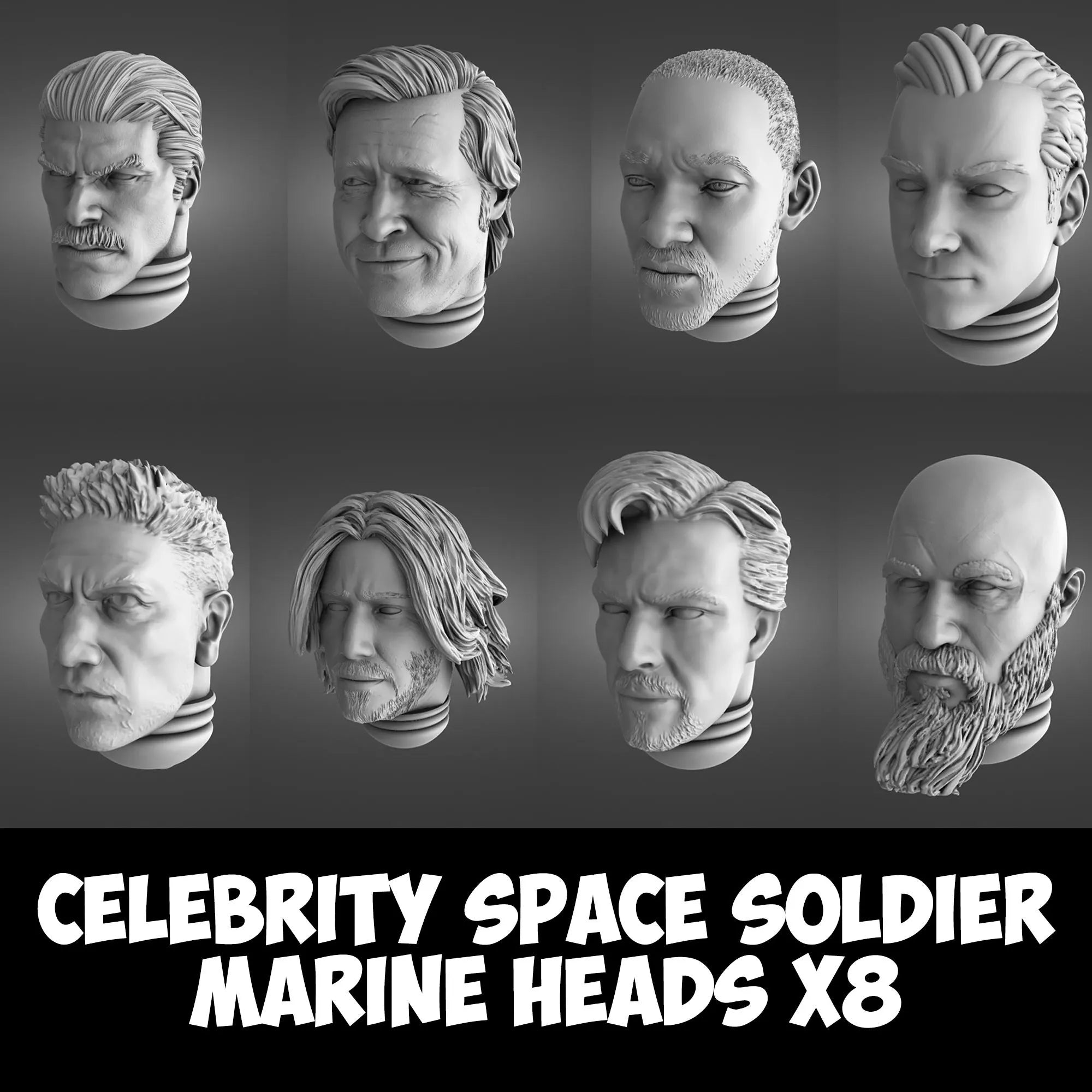 Celebrity Space Solider Heads 2.0 Tabletop Sci Fi Miniature Wargaming Proxy