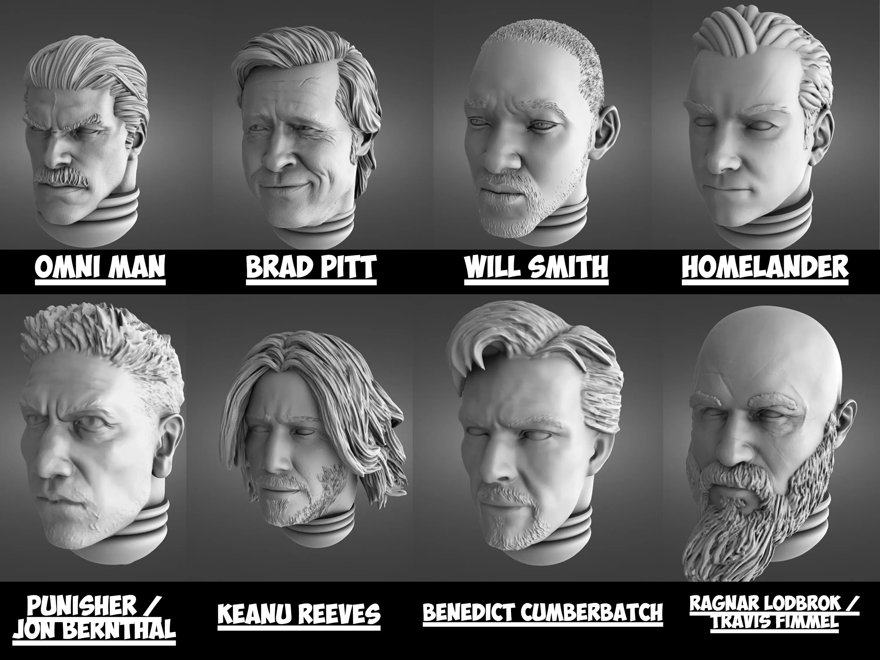 Celebrity Space Solider Heads 2.0 Tabletop Sci Fi Miniature Wargaming Proxy