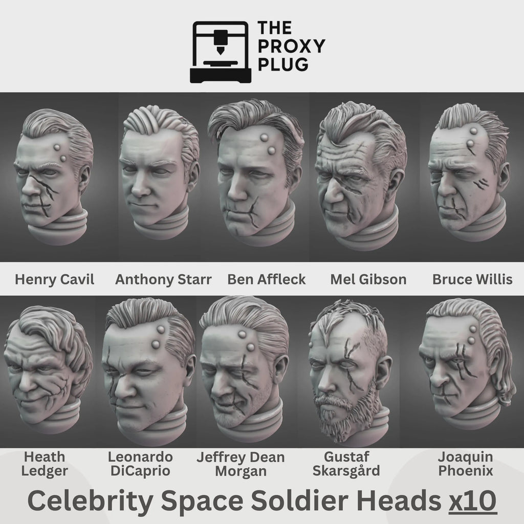Celebrity Space Solider Heads Tabletop Sci Fi Miniature Wargaming Proxy