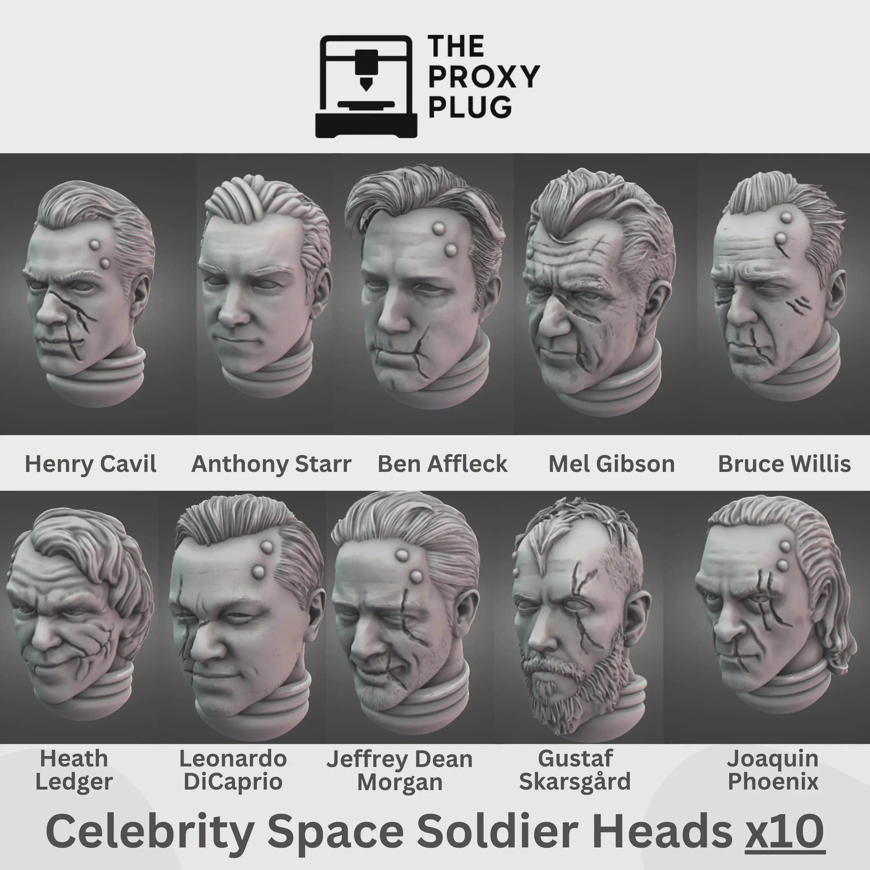 Celebrity Space Solider Heads Tabletop Sci Fi Miniature Wargaming Proxy
