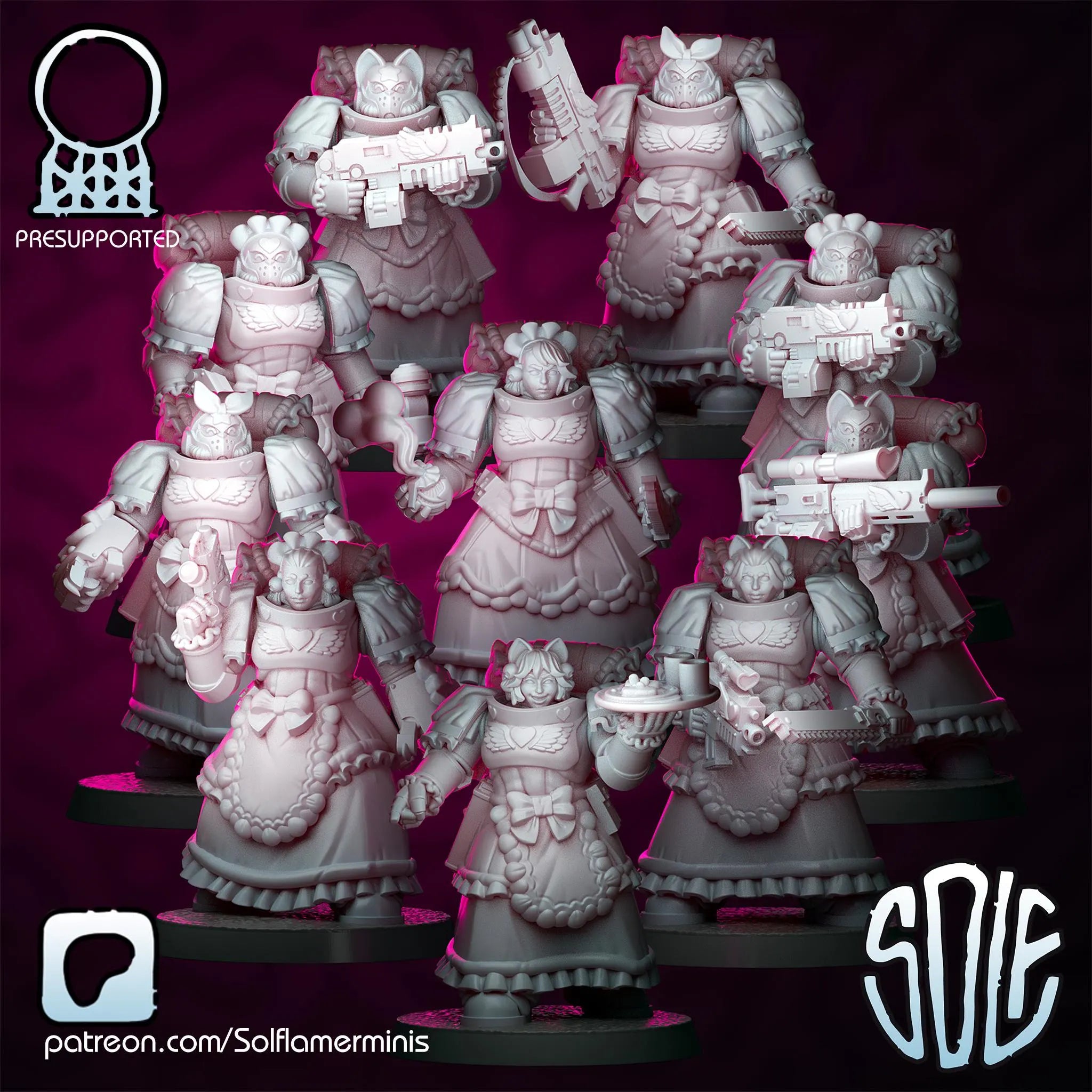 Maid Marines x10 Tabletop Sci Fi Miniature Wargaming Proxy