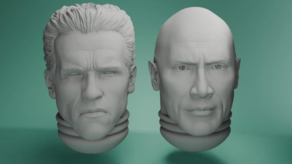 Celebrity Space Solider Heads Tabletop Sci Fi Miniature Wargaming Proxy The Rock and Arnold