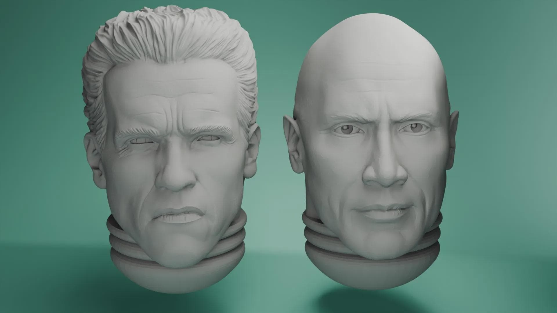 Celebrity Space Solider Heads Tabletop Sci Fi Miniature Wargaming Proxy The Rock and Arnold