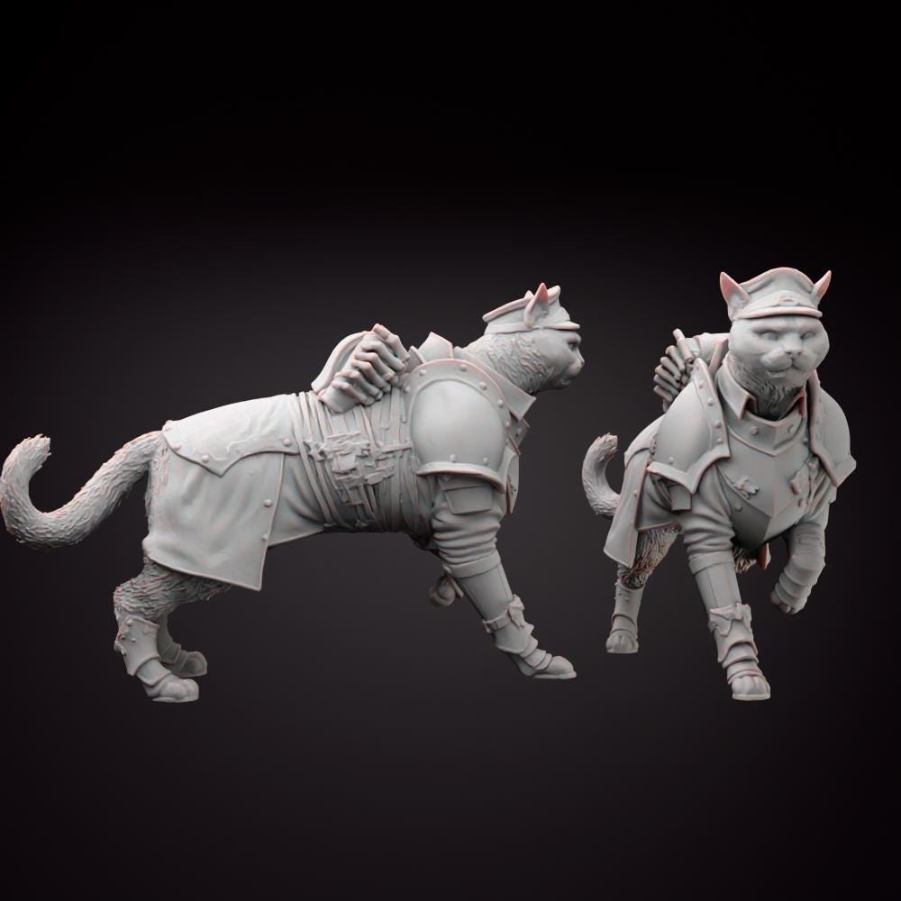 Grimdark Cat Guard Miniature | Sci-Fi Wargaming Proxy