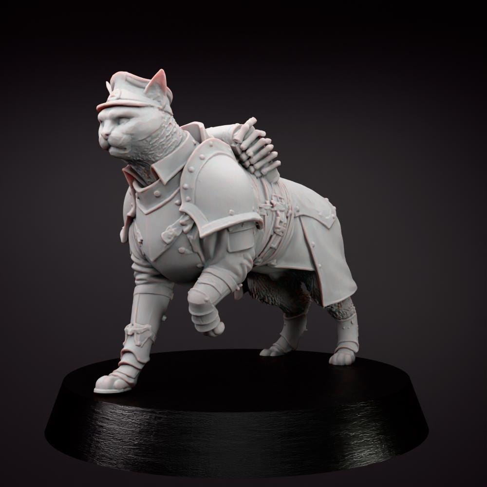 Grimdark Cat Guard Miniature | Sci-Fi Wargaming Proxy