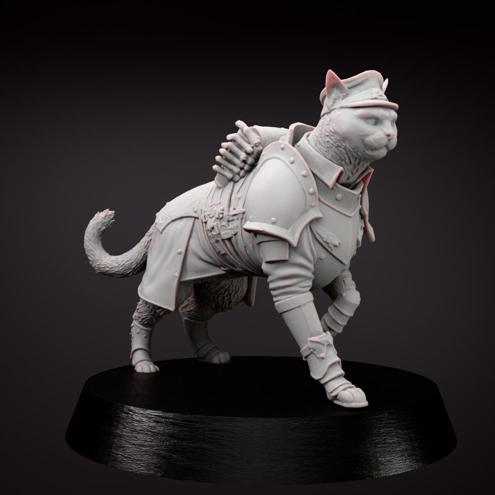 Grimdark Cat Guard Miniature | Sci-Fi Wargaming Proxy