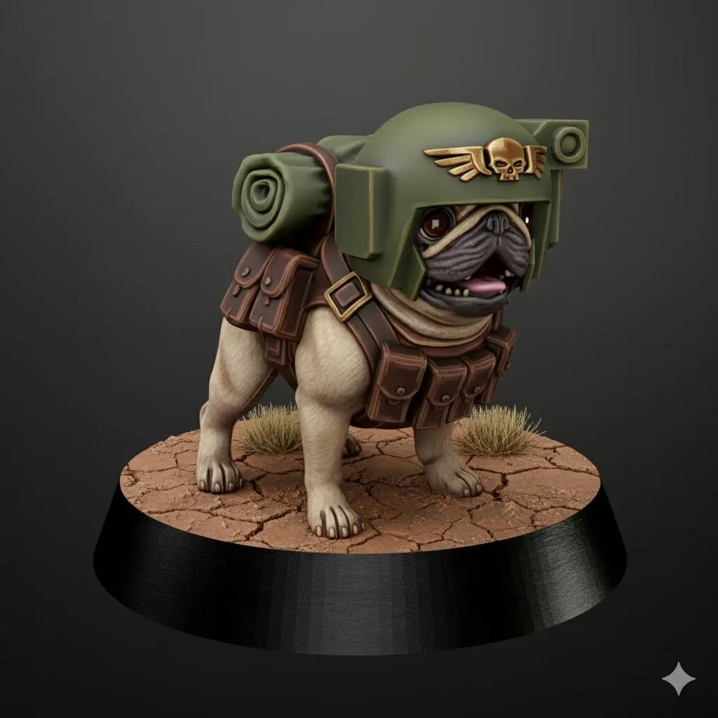 Grimdark Imperial Pug Model Gift Tabletop Sci Fi Model Proxy