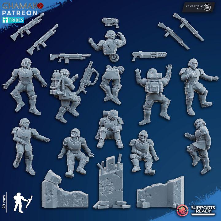 Freedom Guard Casualties - 3D Resin Printed Miniatures Tabletop Sci Fi Imperial Proxy Guard