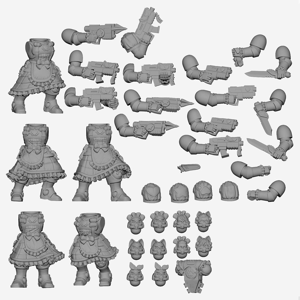 Cosmic Maids Scouts x5 | Grimdark Tabletop Sci Fi Miniature Wargaming Proxy Marines