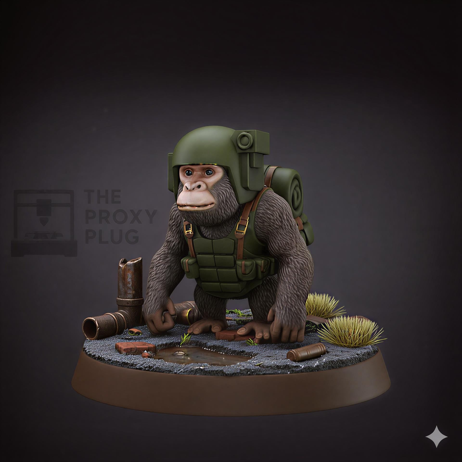 Grimdark Chimp Animal Guard Model Gift Tabletop Sci Fi Wargaming Proxy Marines