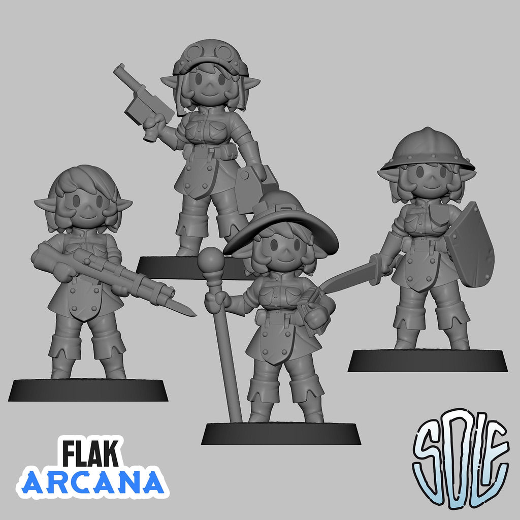 Flak Arcana Models x4 - Jane Arcana - Tabletop Sci Fi Fantasy Wargaming Miniatures Resin Printed