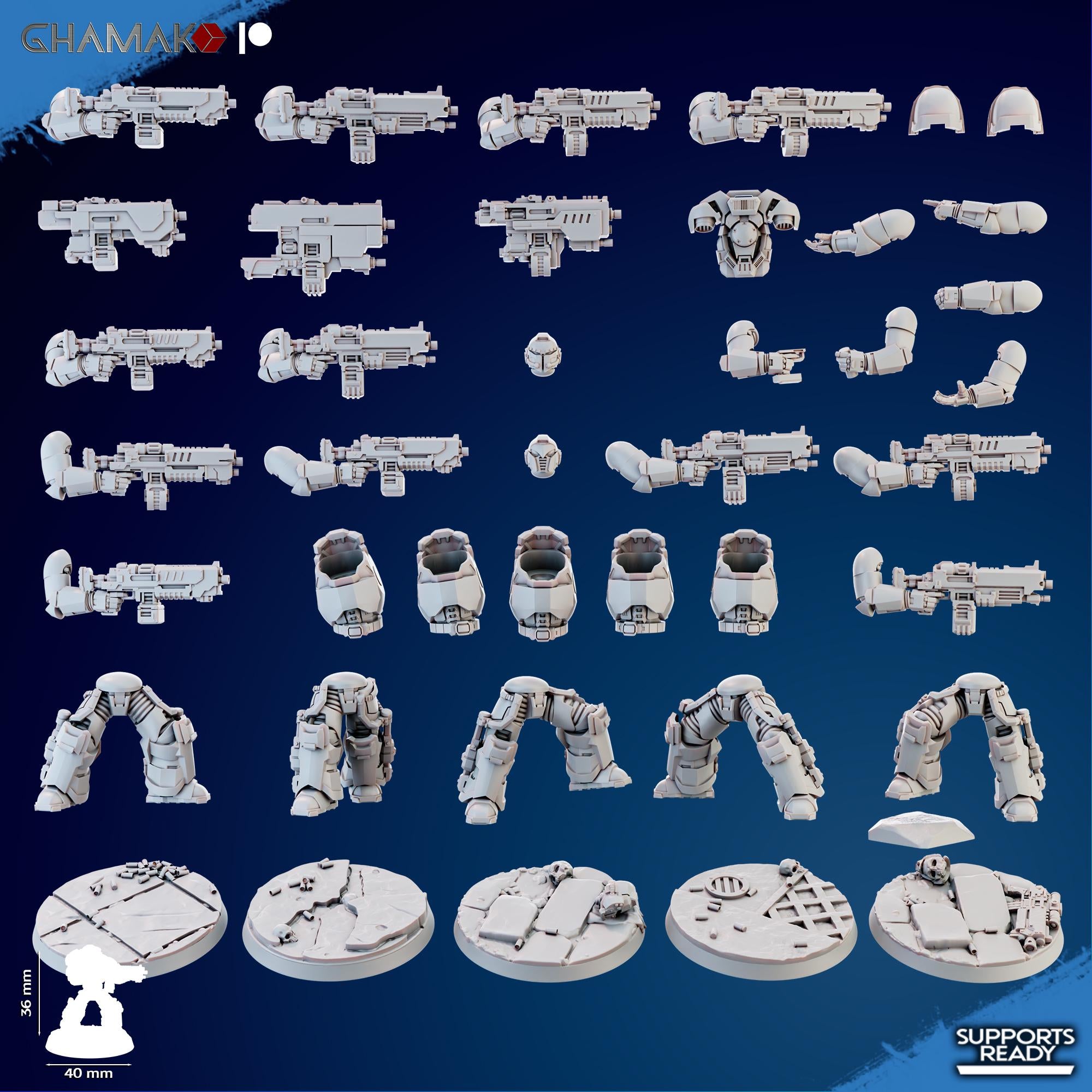 Imperator's Heavy Militum squad Ghamak - Si Fi Tabletop Wargaming 3D Printed Resin Miniatures 28mm