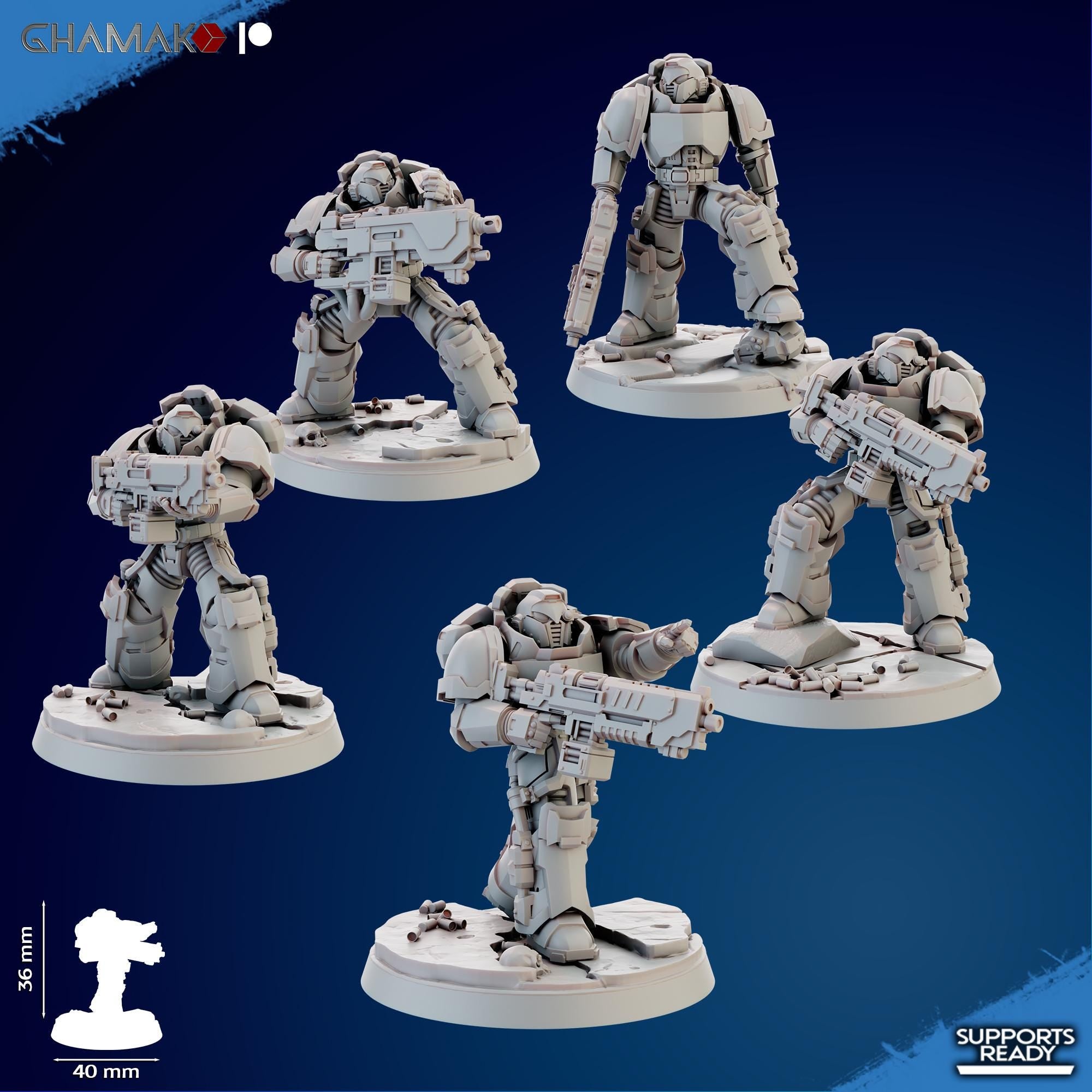 Imperator's Heavy Militum squad Ghamak - Si Fi Tabletop Wargaming 3D Printed Resin Miniatures 28mm