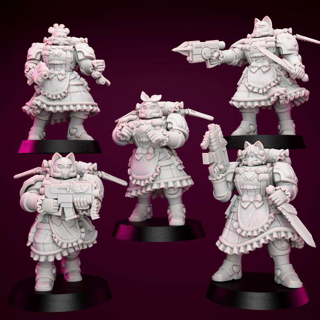 Cosmic Maids Scouts x5 | Grimdark Tabletop Sci Fi Miniature Wargaming Proxy Marines