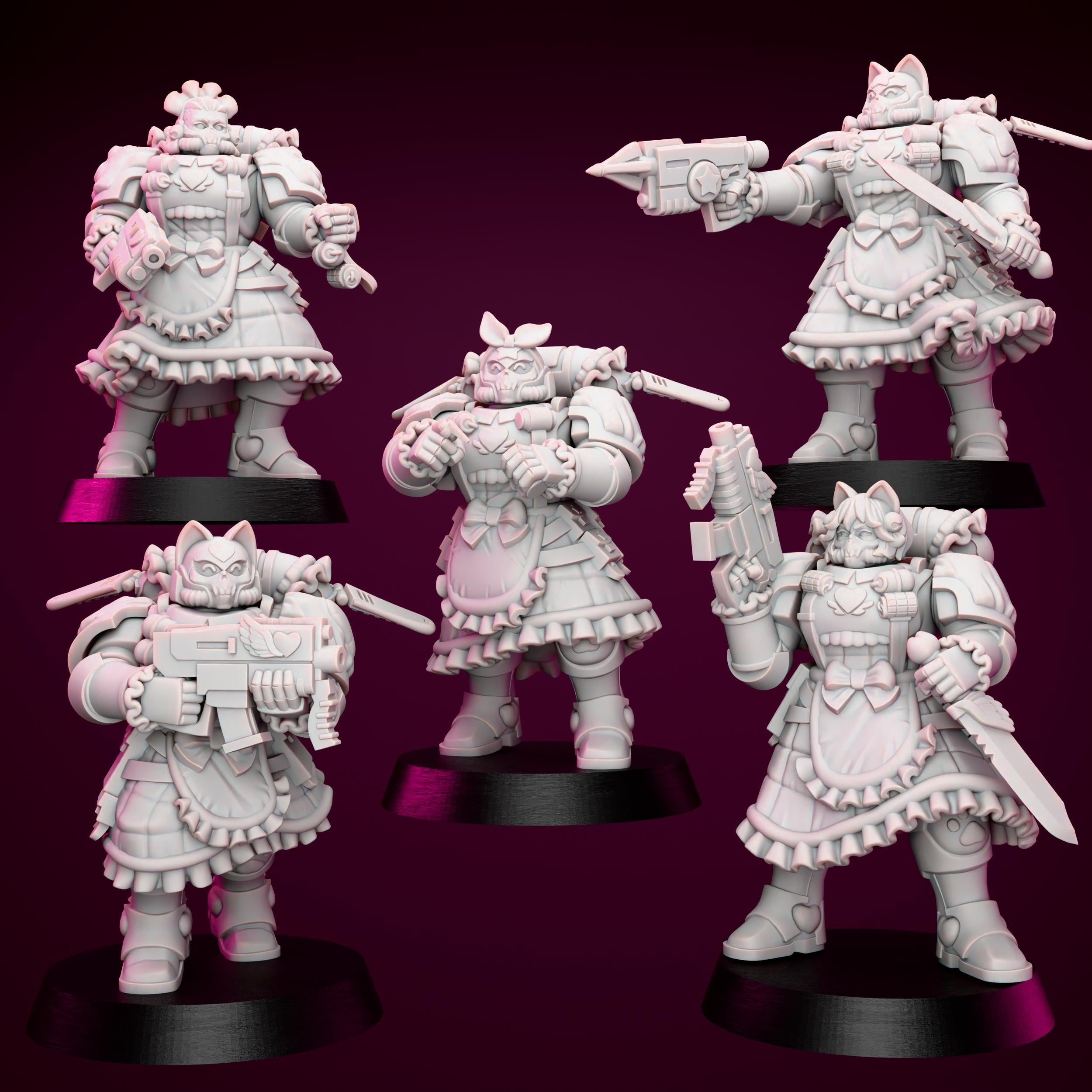 Cosmic Maids Scouts x5 | Grimdark Tabletop Sci Fi Miniature Wargaming Proxy Marines
