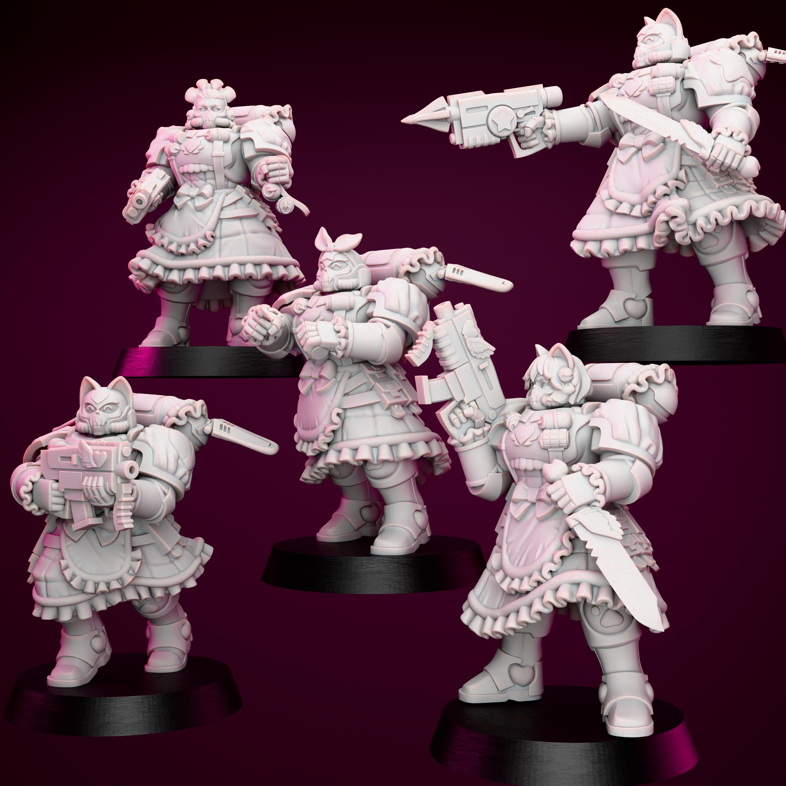 Cosmic Maids Scouts x5 | Grimdark Tabletop Sci Fi Miniature Wargaming Proxy Marines