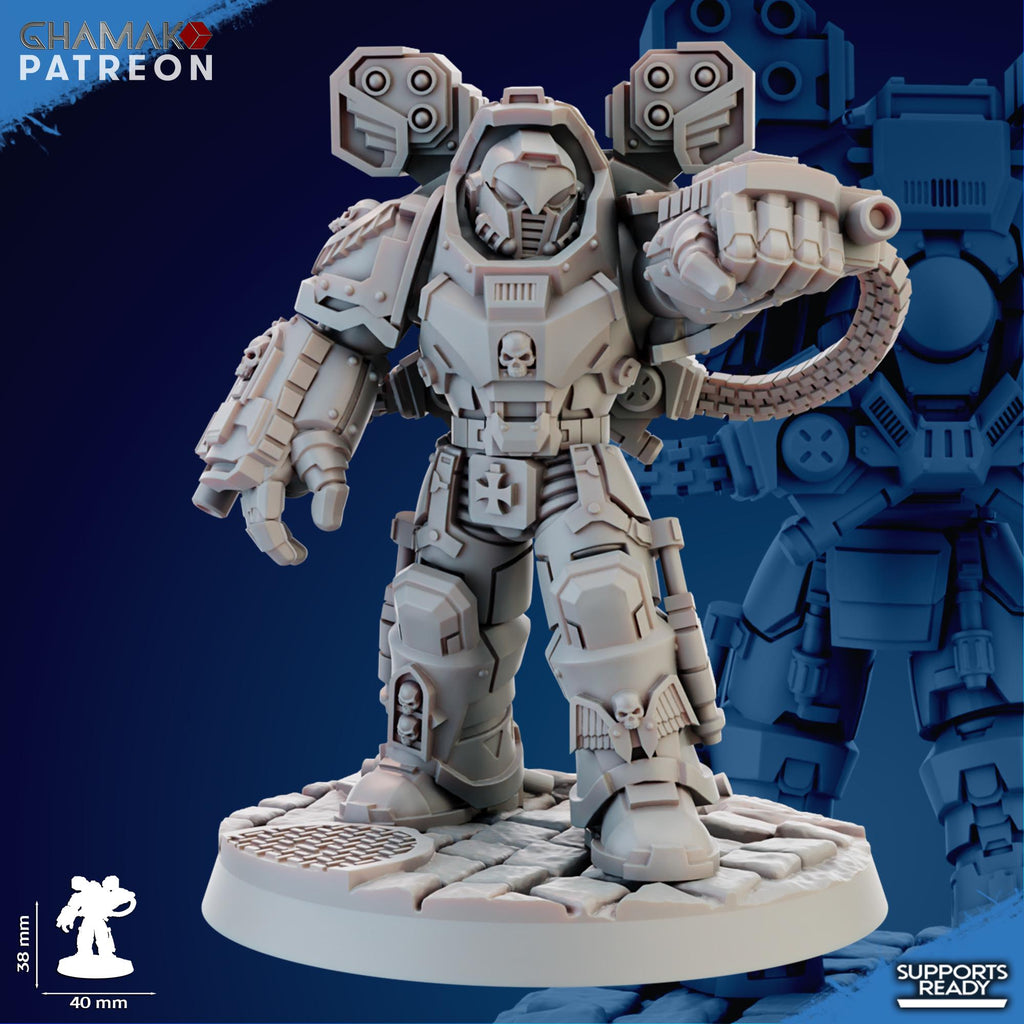 Devastator with hand gatling Ghamak - Tabletop Proxy Marines Sci Fi Knights Wargaming