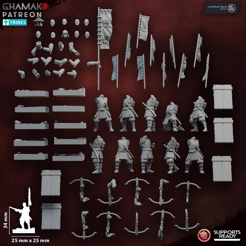 Crossbow Ashigaru Samurai Miniature - Tabletop Sci Fi Fantasy Wargaming Proxy Japanese Samurai