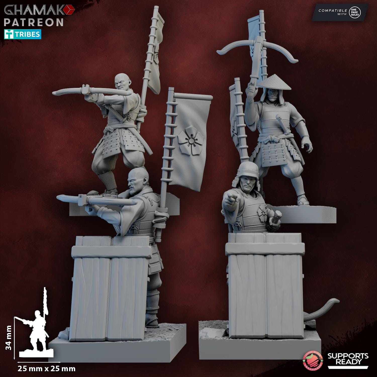 Crossbow Ashigaru Samurai Miniature - Tabletop Sci Fi Fantasy Wargaming Proxy Japanese Samurai