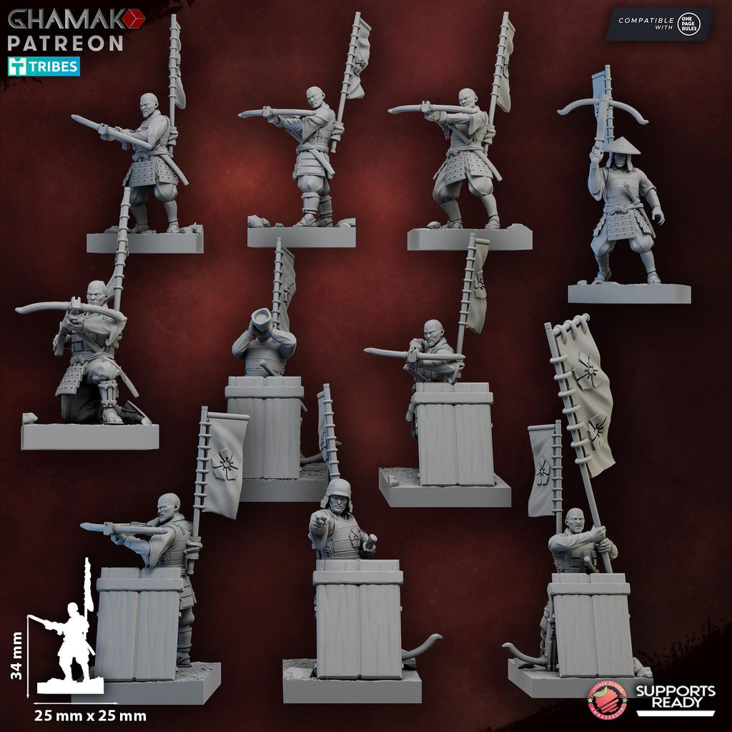 Crossbow Ashigaru Samurai Miniature - Tabletop Sci Fi Fantasy Wargaming Proxy Japanese Samurai