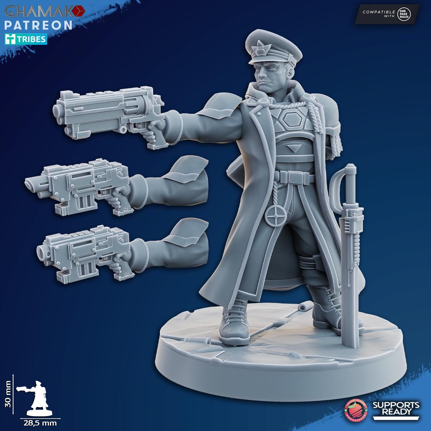 Freedom Guard Commissar Tabletop Sci Fi Wargaming Proxy Guard 3D Resin Printed
