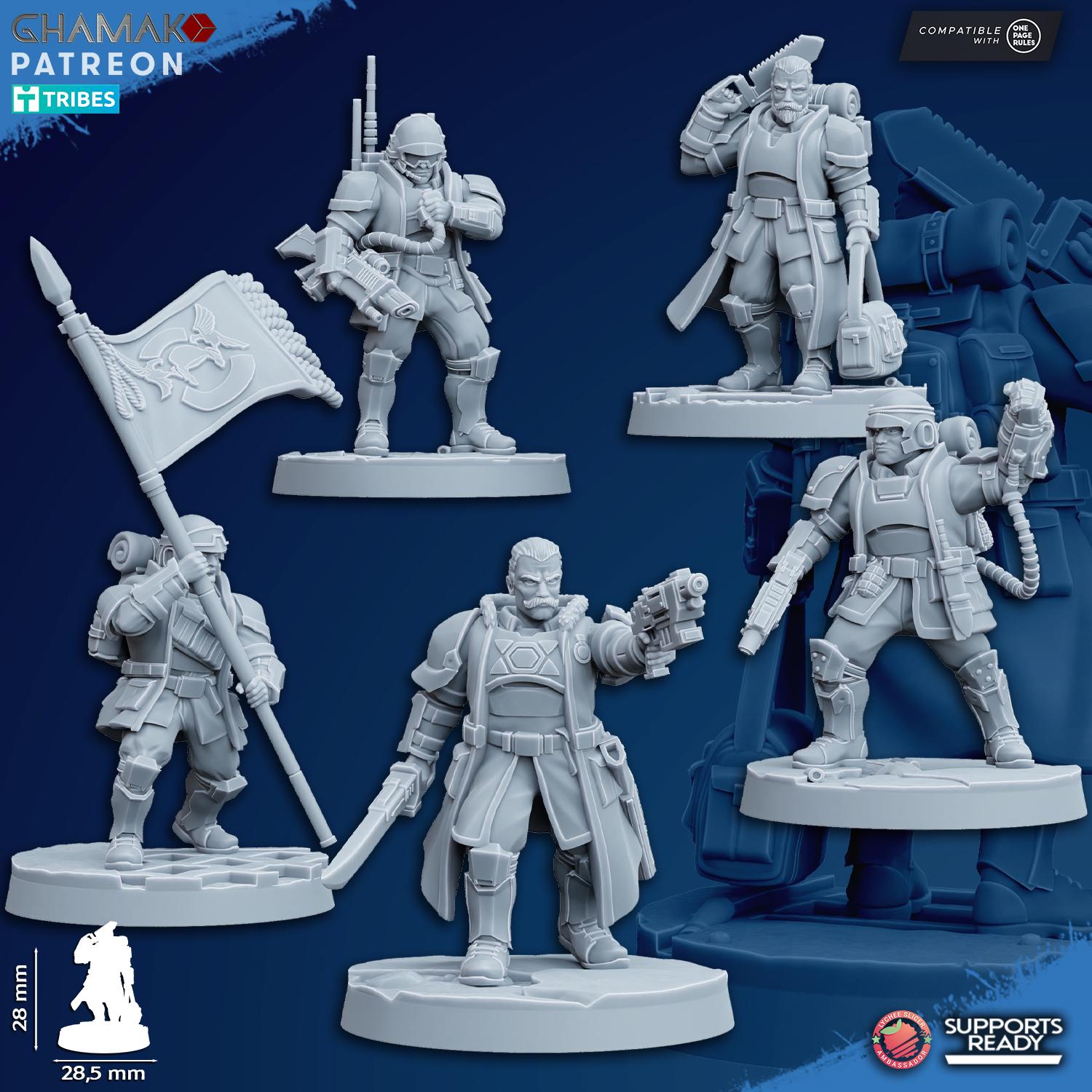 Freedom Guard Command Squad - 3D Resin Printed Miniatures Tabletop Sci Fi Imperial Proxy