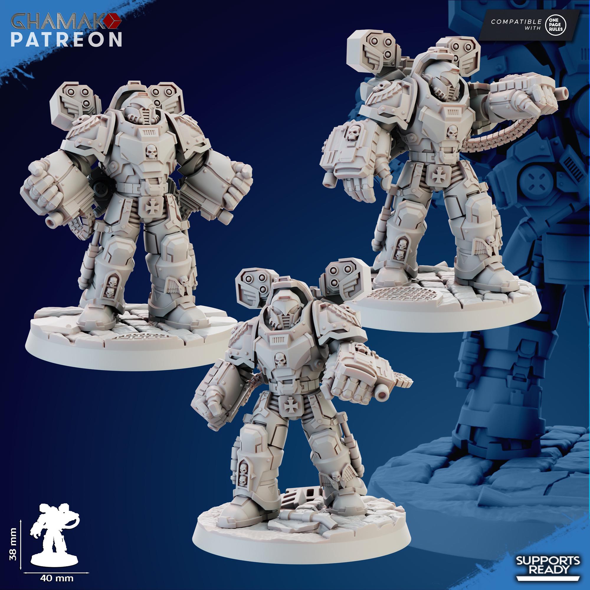 Devastator with hand gatling Ghamak - Tabletop Proxy Marines Sci Fi Knights Wargaming