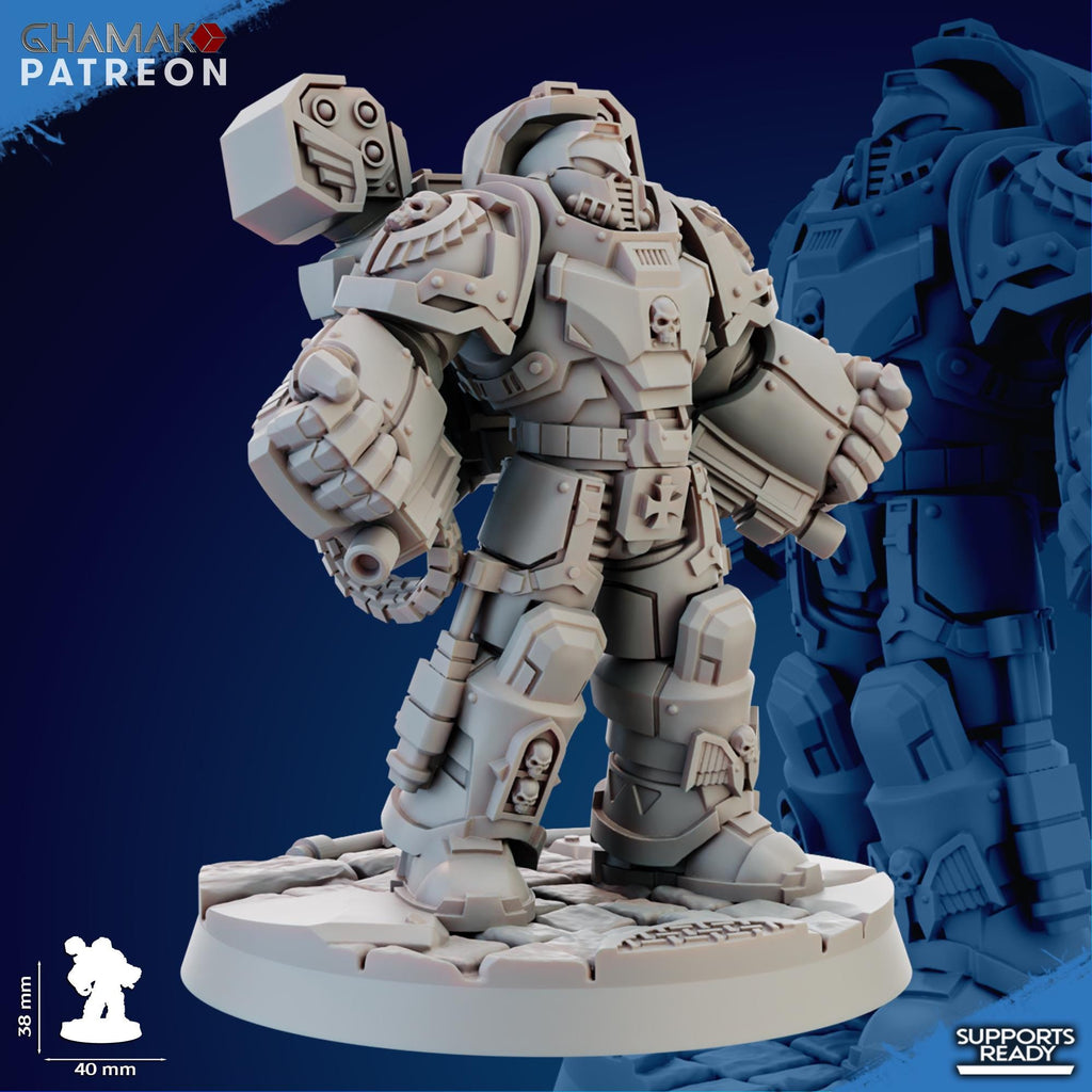 Devastator with hand gatling Ghamak - Tabletop Proxy Marines Sci Fi Knights Wargaming