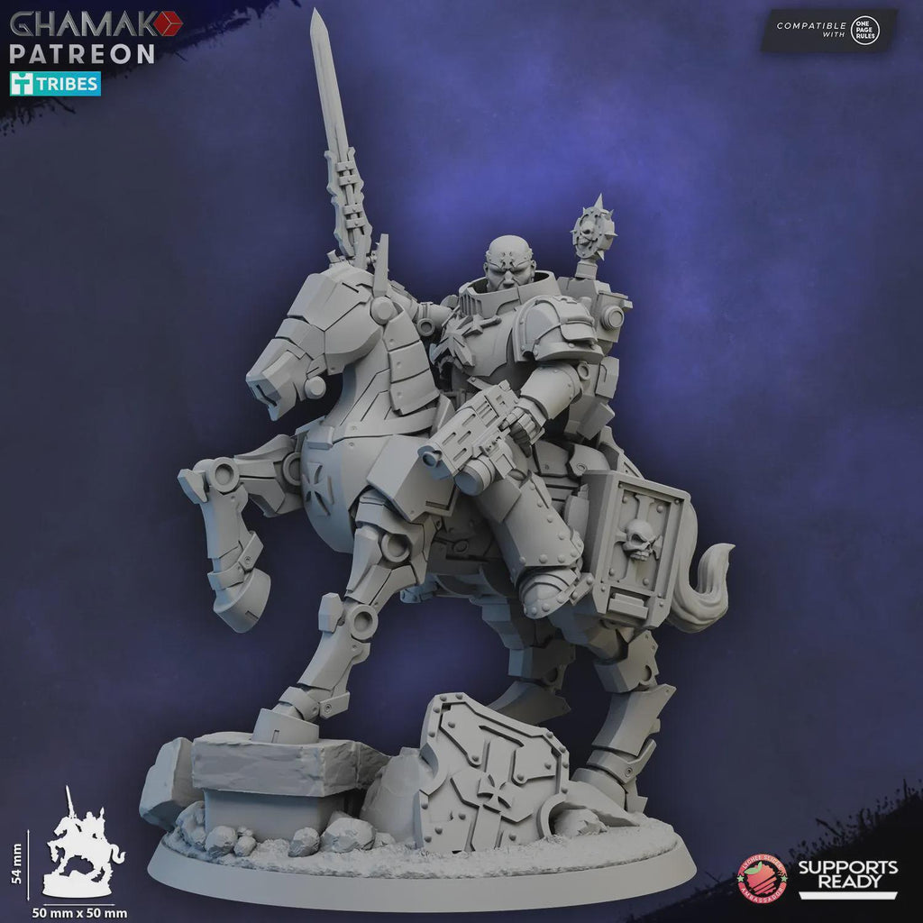 Captain on Mechanized  Warhorse Ghamak - Tabletop Sci Fi Knights Wargaming Proxy Marines