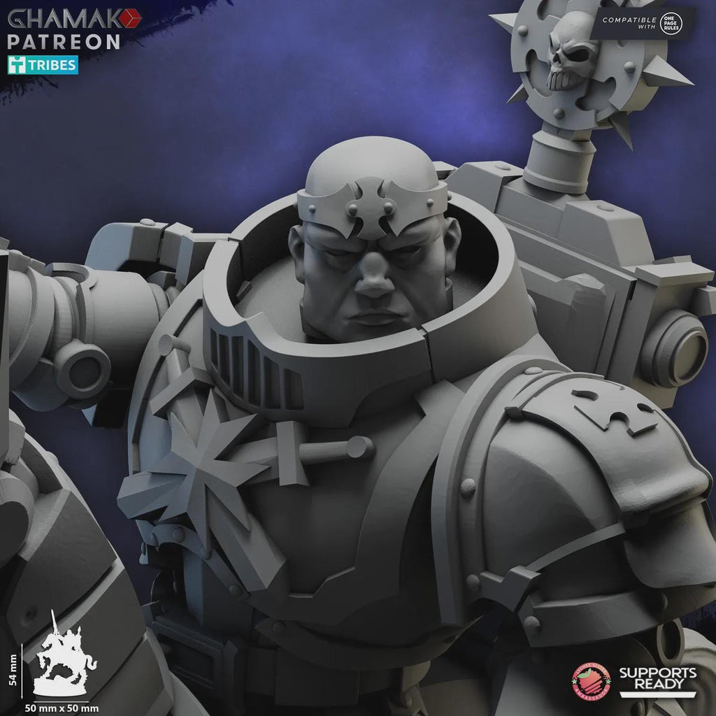 Captain on Mechanized  Warhorse Ghamak - Tabletop Sci Fi Knights Wargaming Proxy Marines