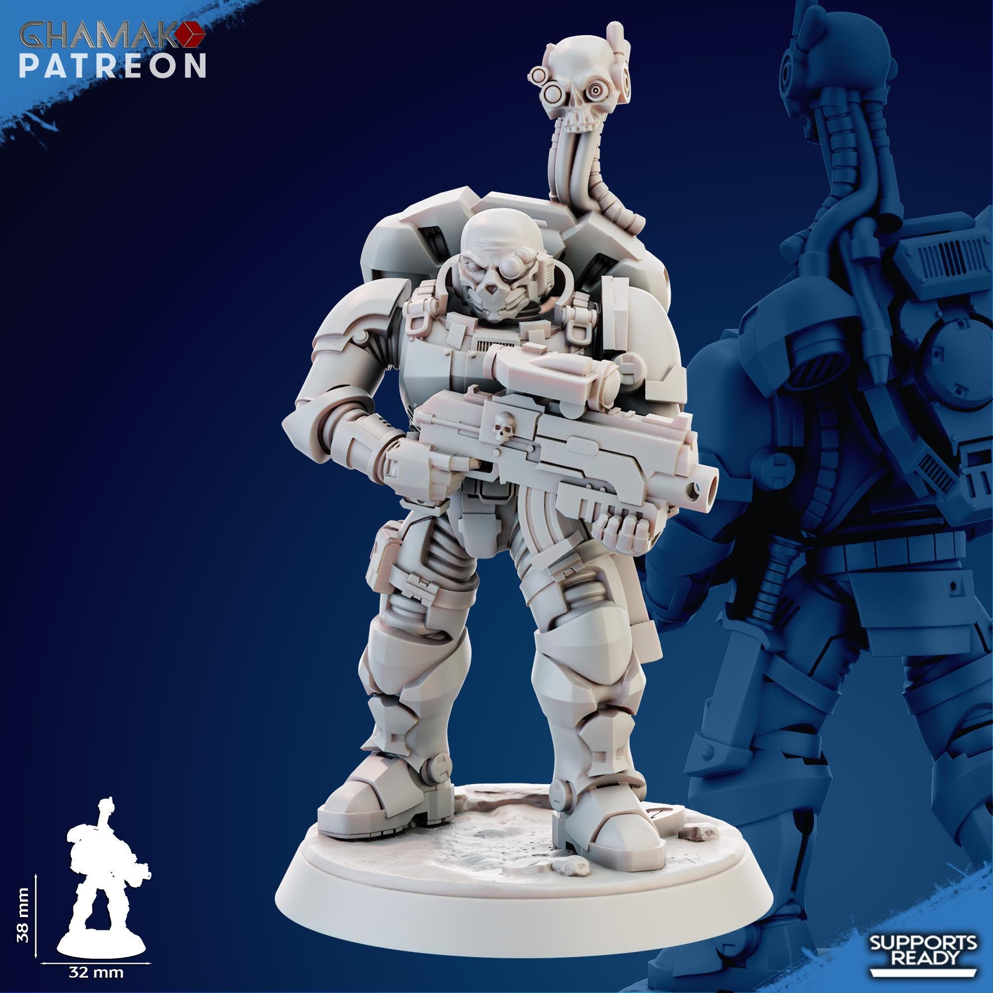 Imperator's Incursor with Servospy Ghamak - Tabletop Sci Fi Knights Wargaming Proxy Marines