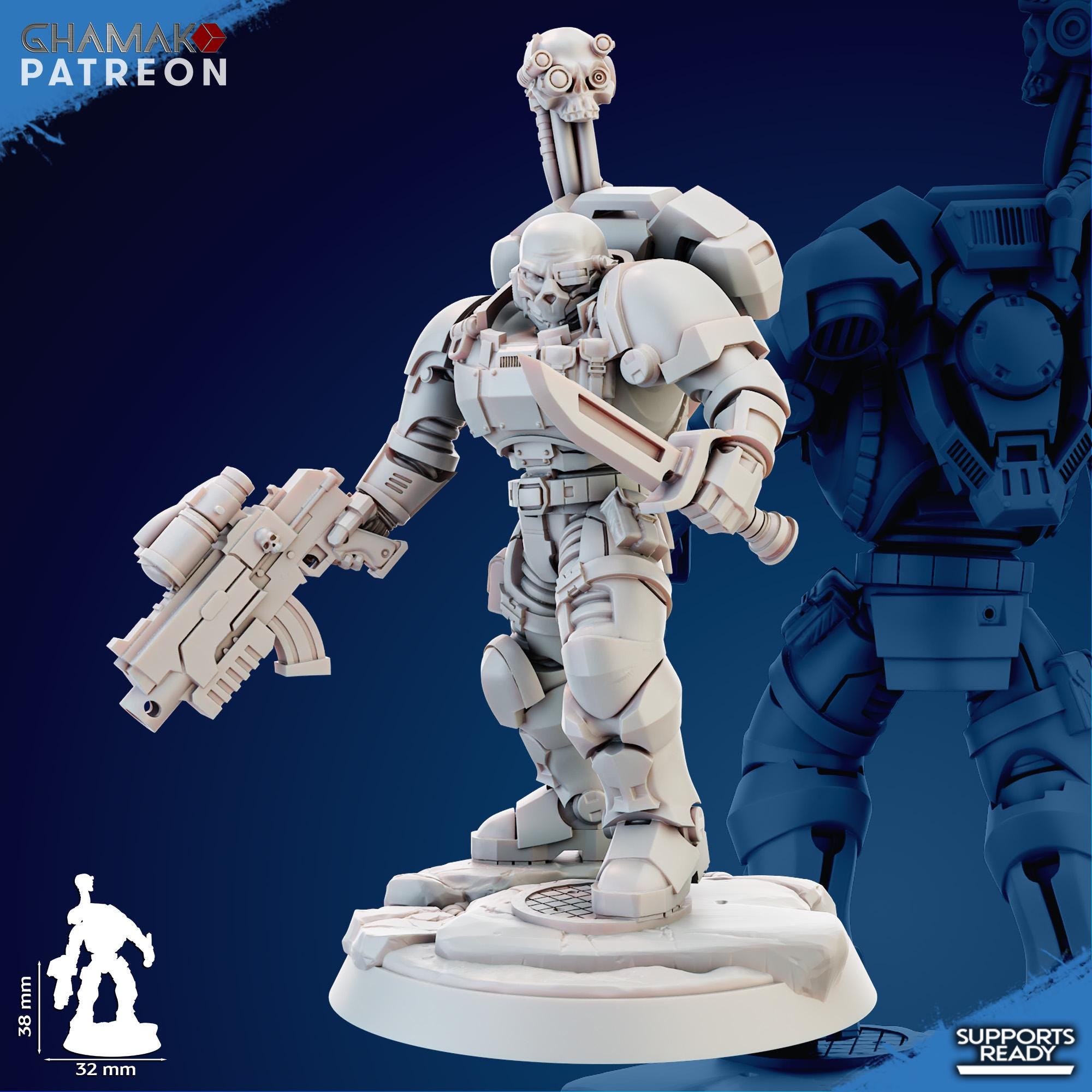 Imperator's Incursor with Servospy Ghamak - Tabletop Sci Fi Knights Wargaming Proxy Marines