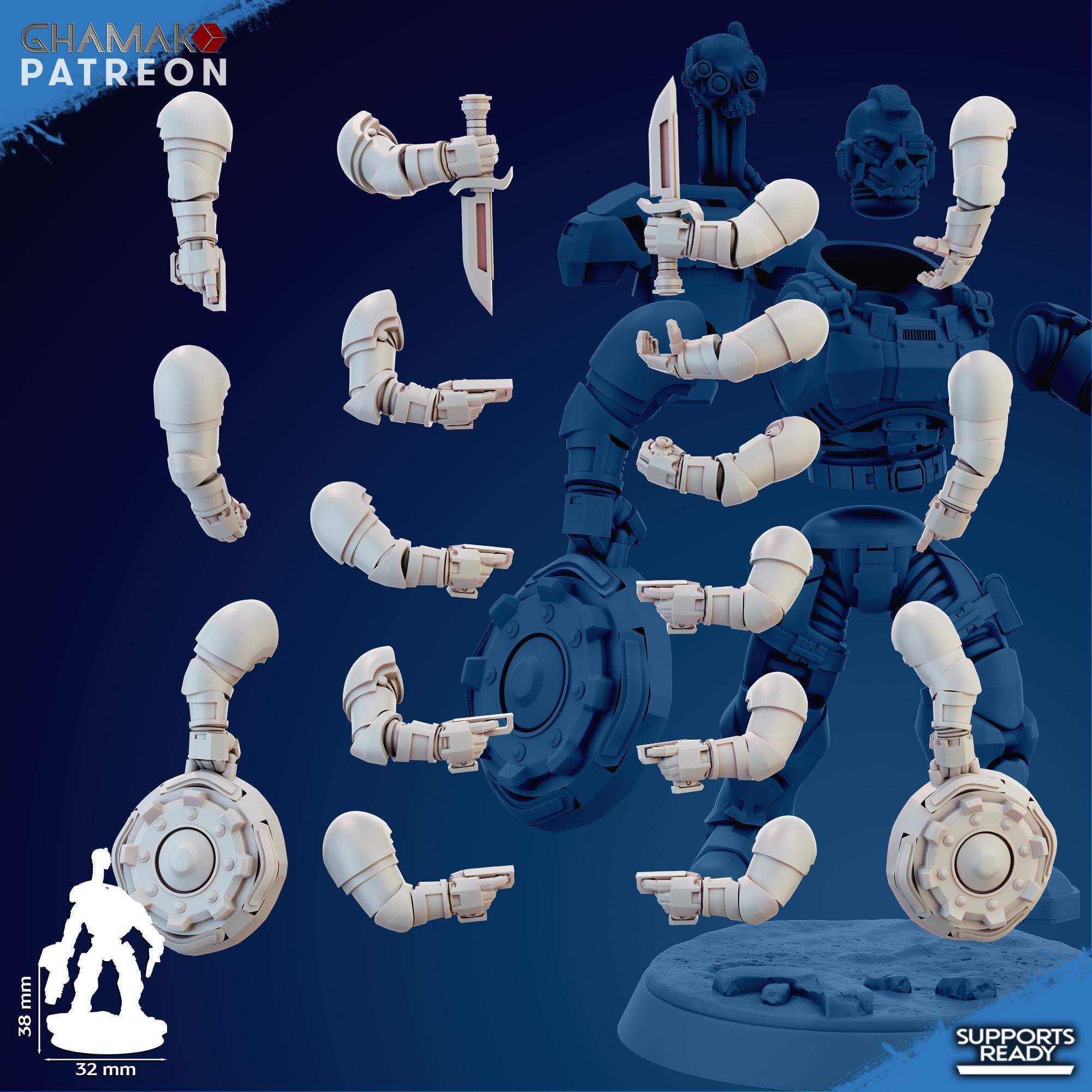 Imperator's Incursor with Servospy Ghamak - Tabletop Sci Fi Knights Wargaming Proxy Marines