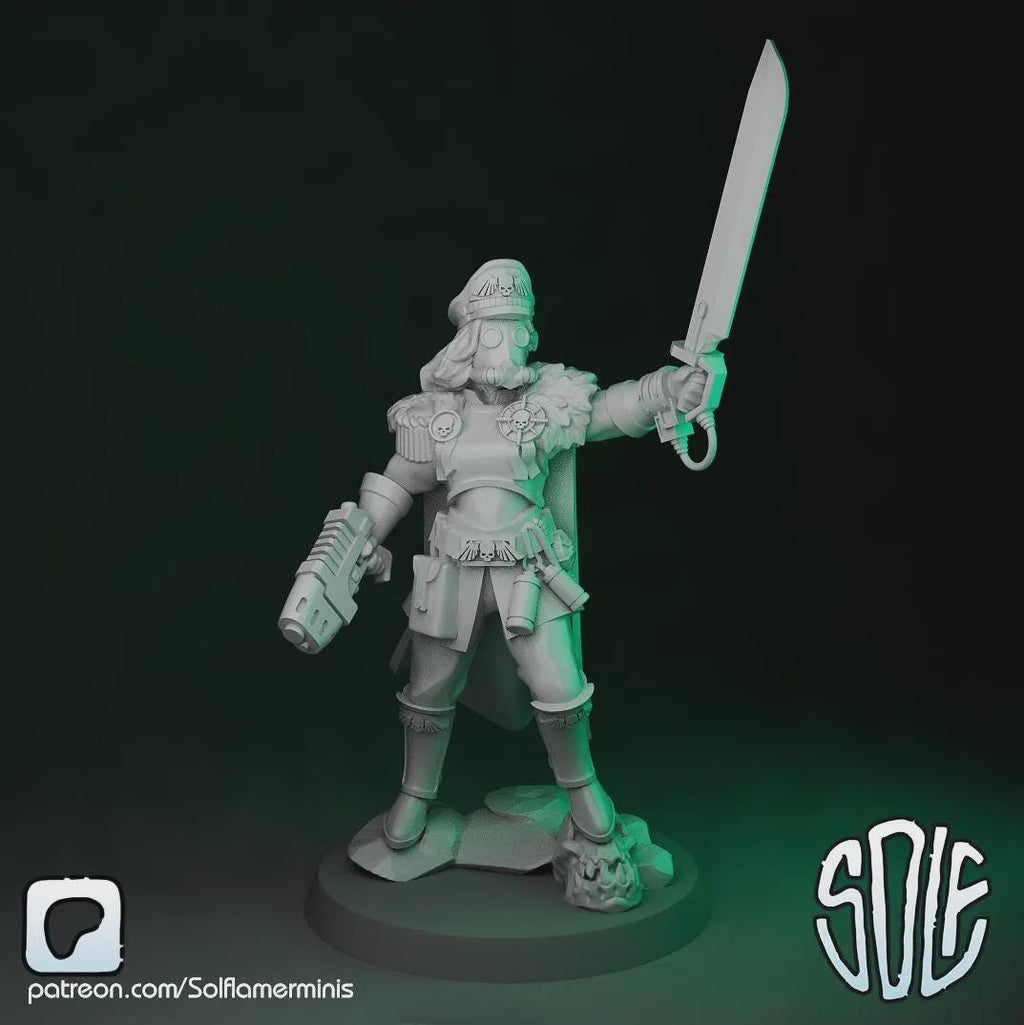 Grimdark Female Commissar Guard Model Tabletop Sci Fi Wargaming Miniature