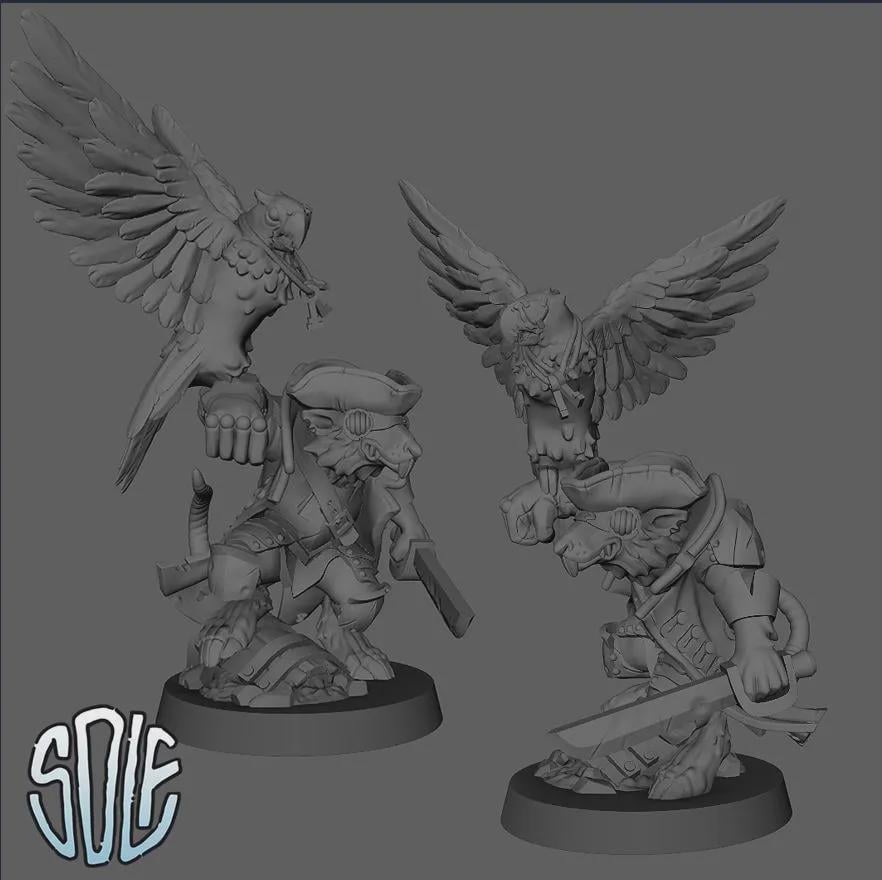 Ratman Pirate - Tabletop Sci Fi Fantasy Miniature Wargaming Proxy Marines