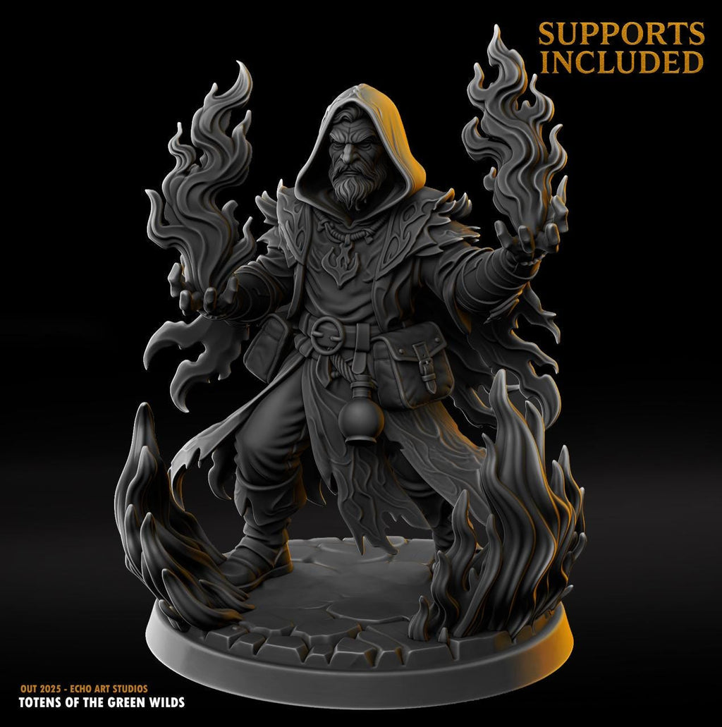 Wizard Mage - Fantasy Tabletop Wargame Model 3D Resin Printed DnD
