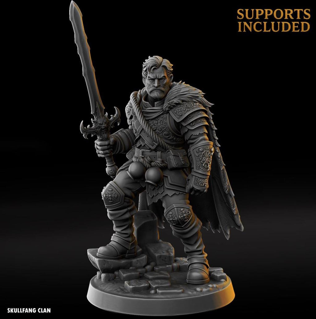 Human Male Paladin Knight - Fantasy Tabletop Wargame Model 3D Resin Printed DnD