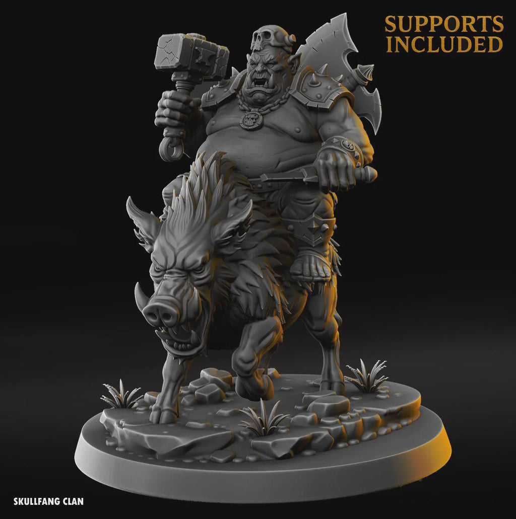 Mounted Orc Forger Miniature:  Fantasy Tabletop Wargame Model 3D Resin Printed DnD