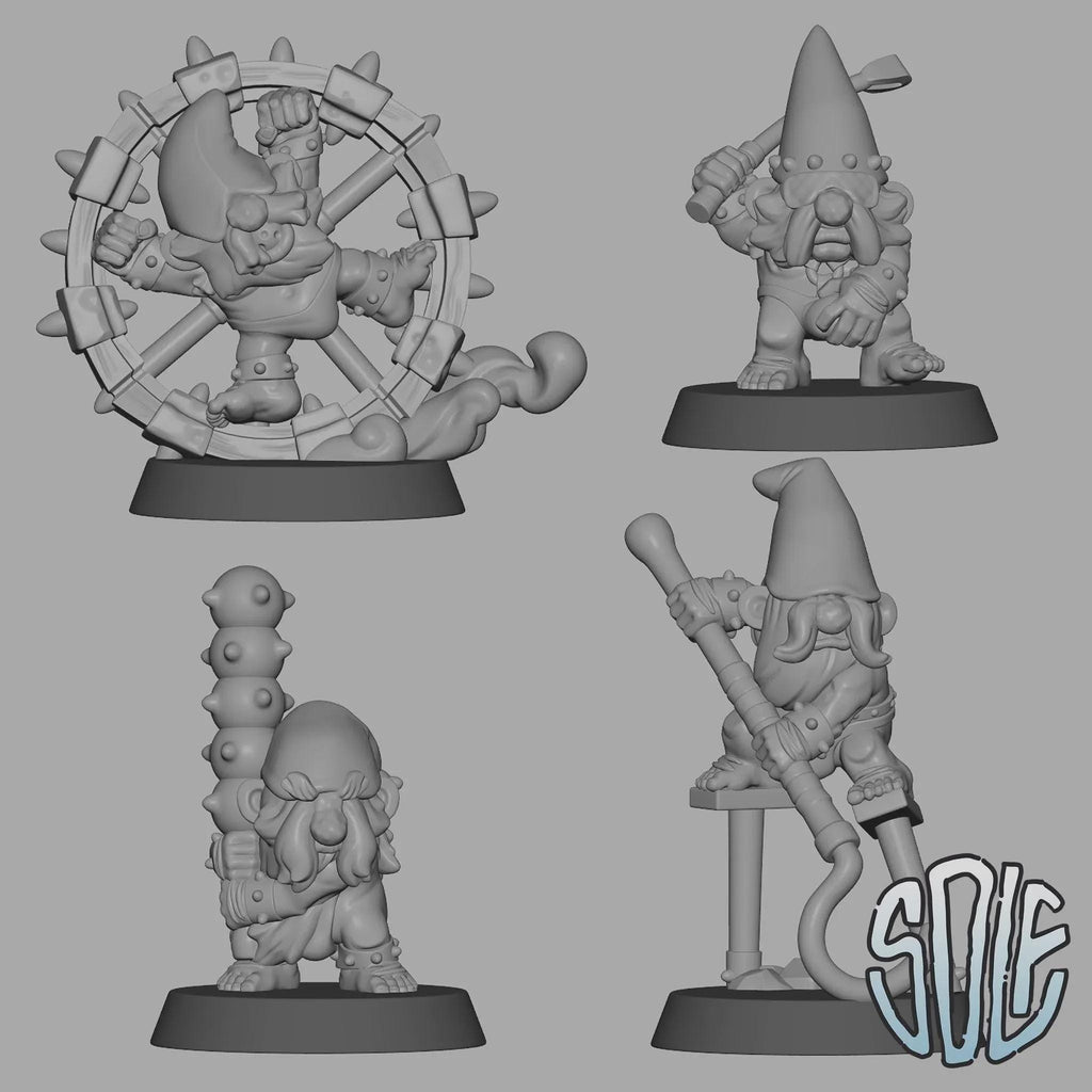3D Printed Gnome Warriors: Fantasy Tabletop Miniatures (25mm Scale, Set of 8)