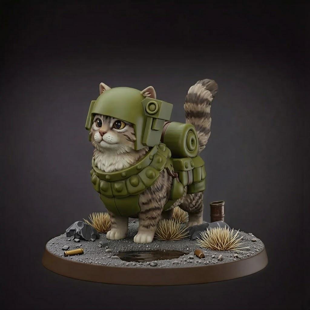Grimdark Cat Guard Model Gift Tabletop Sci Fi Wargaming Proxy
