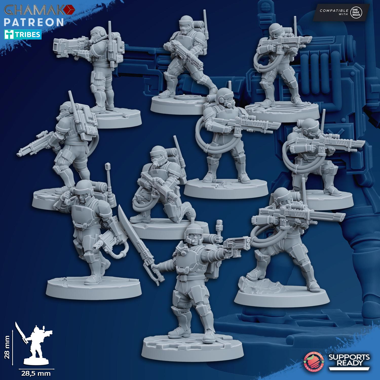 Freedom Grenadiers - 3D Resin Printed Miniatures Tabletop Sci Fi Imperial Proxy Guard