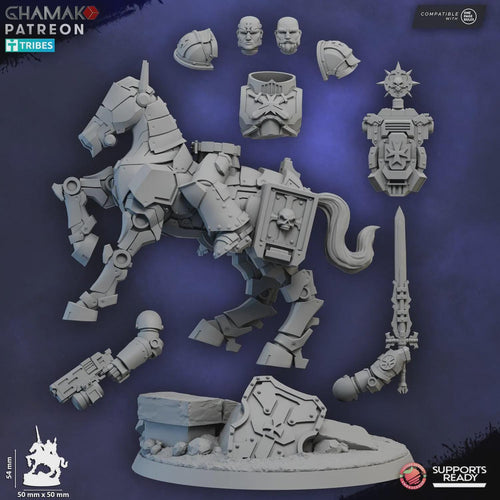 Captain on Mechanized  Warhorse Ghamak - Tabletop Sci Fi Knights Wargaming Proxy Marines