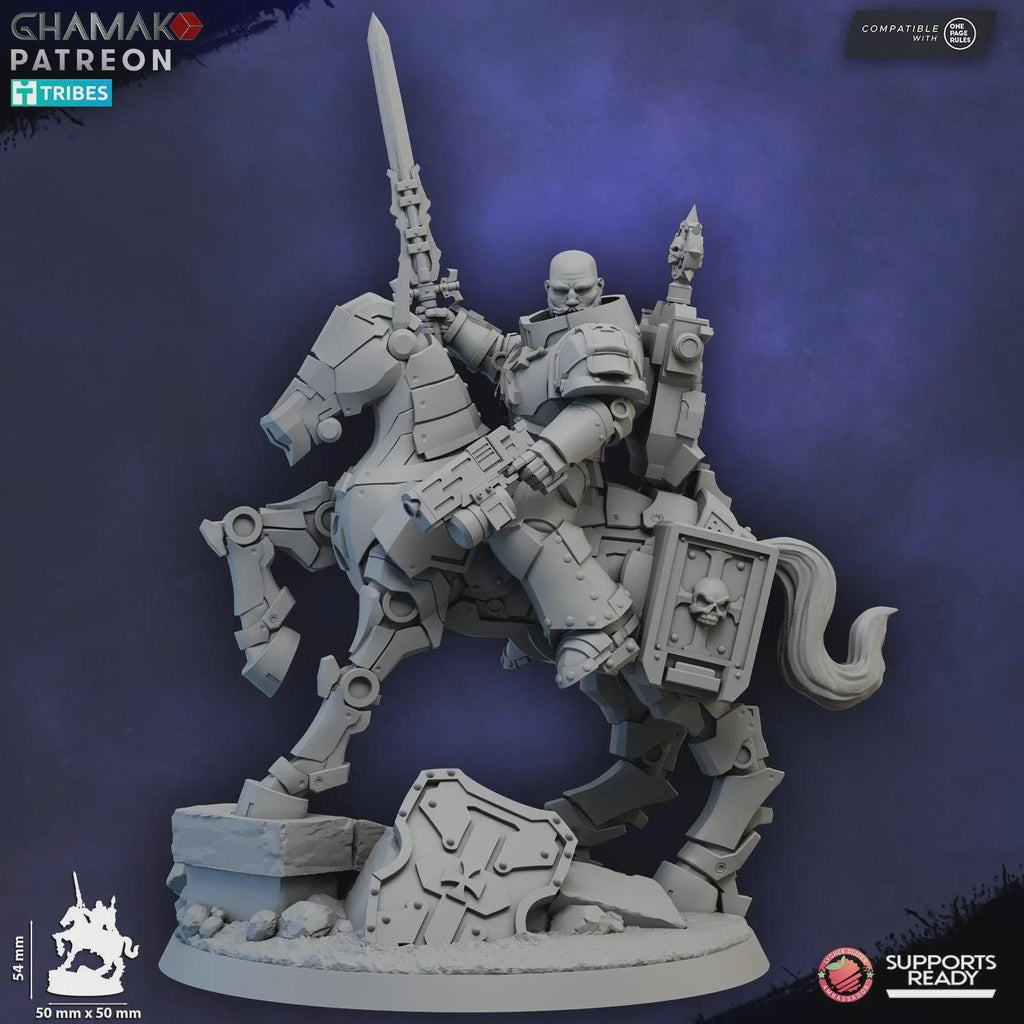 Captain on Mechanized  Warhorse Ghamak - Tabletop Sci Fi Knights Wargaming Proxy Marines