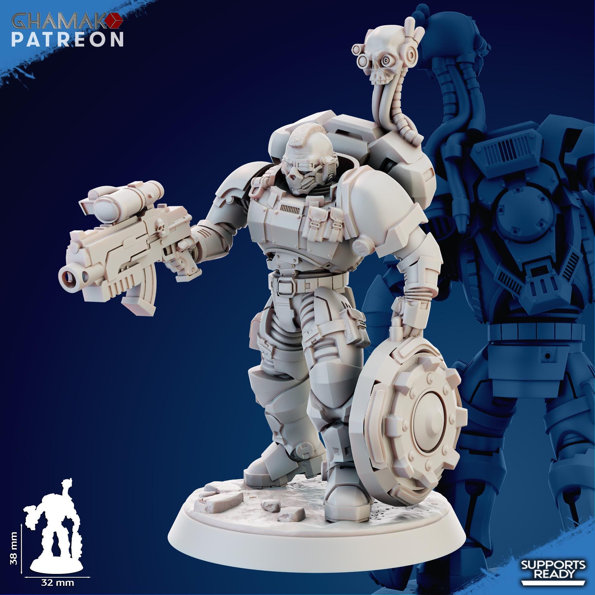 Imperator's Incursor with Servospy Ghamak - Tabletop Sci Fi Knights Wargaming Proxy Marines