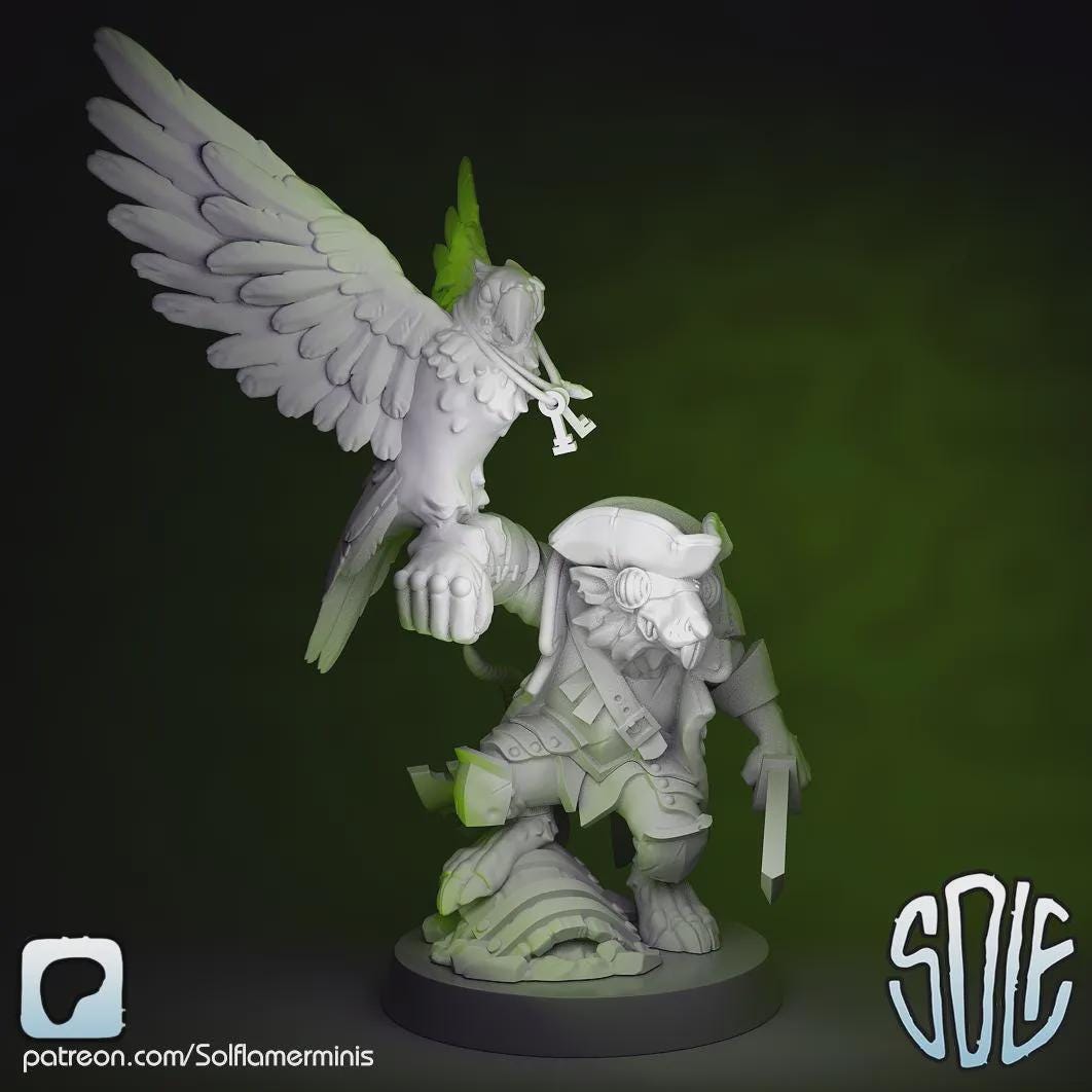 Ratman Pirate - Tabletop Sci Fi Fantasy Miniature Wargaming Proxy Marines