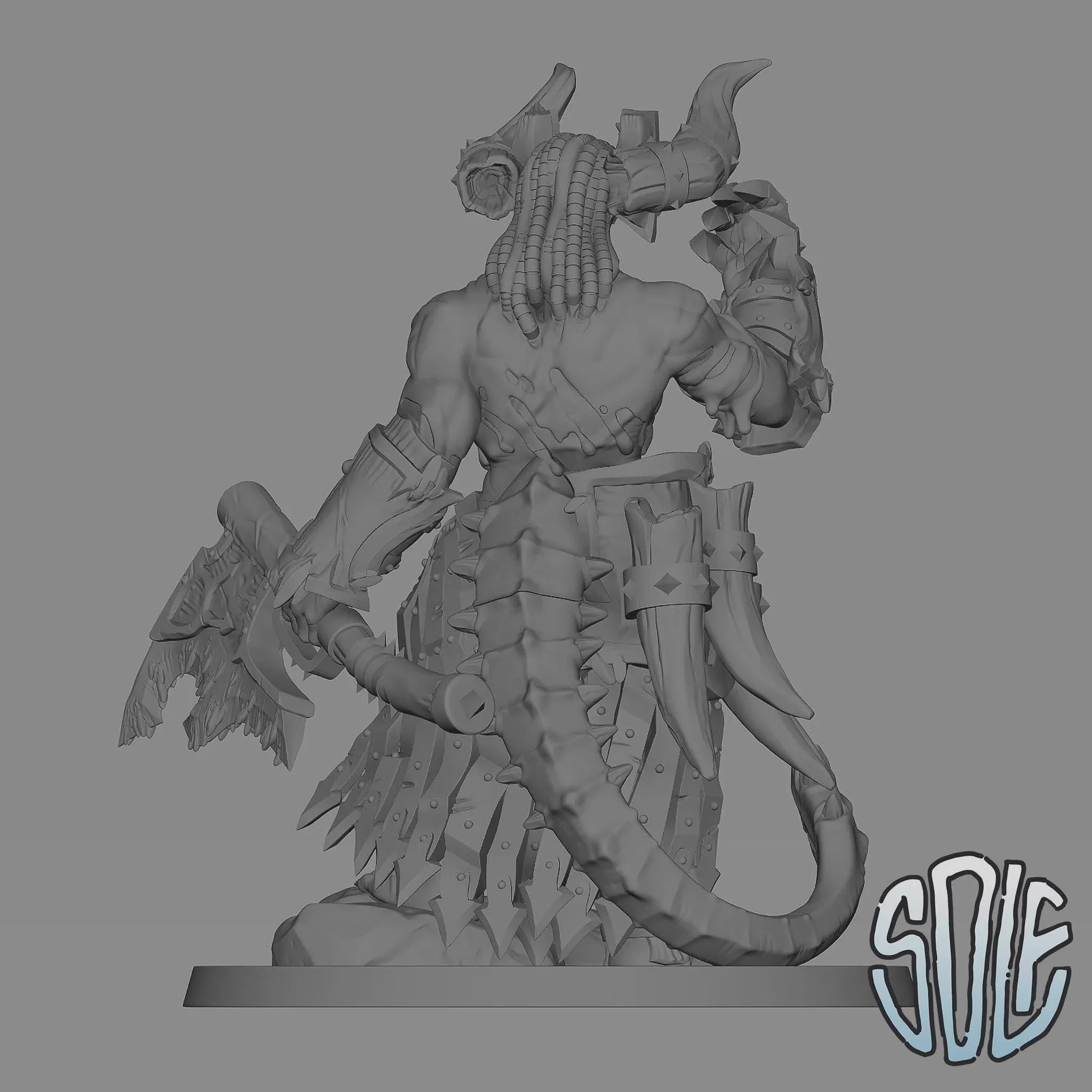 Bloody Berserker Demon - Tabletop Sci Fi Fantasy Miniature Wargaming Proxy