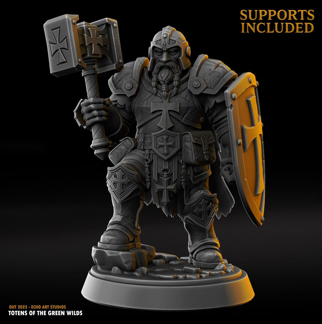 Dwarf Hammer Warrior - Fantasy Tabletop Wargame Model 3D Resin Printed DnD