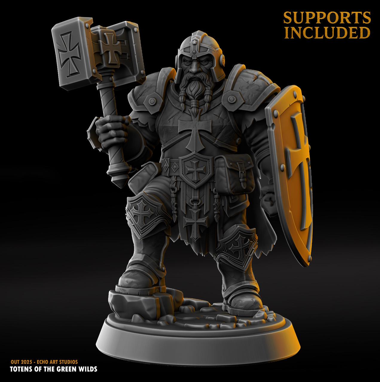 Dwarf Hammer Warrior - Fantasy Tabletop Wargame Model 3D Resin Printed DnD
