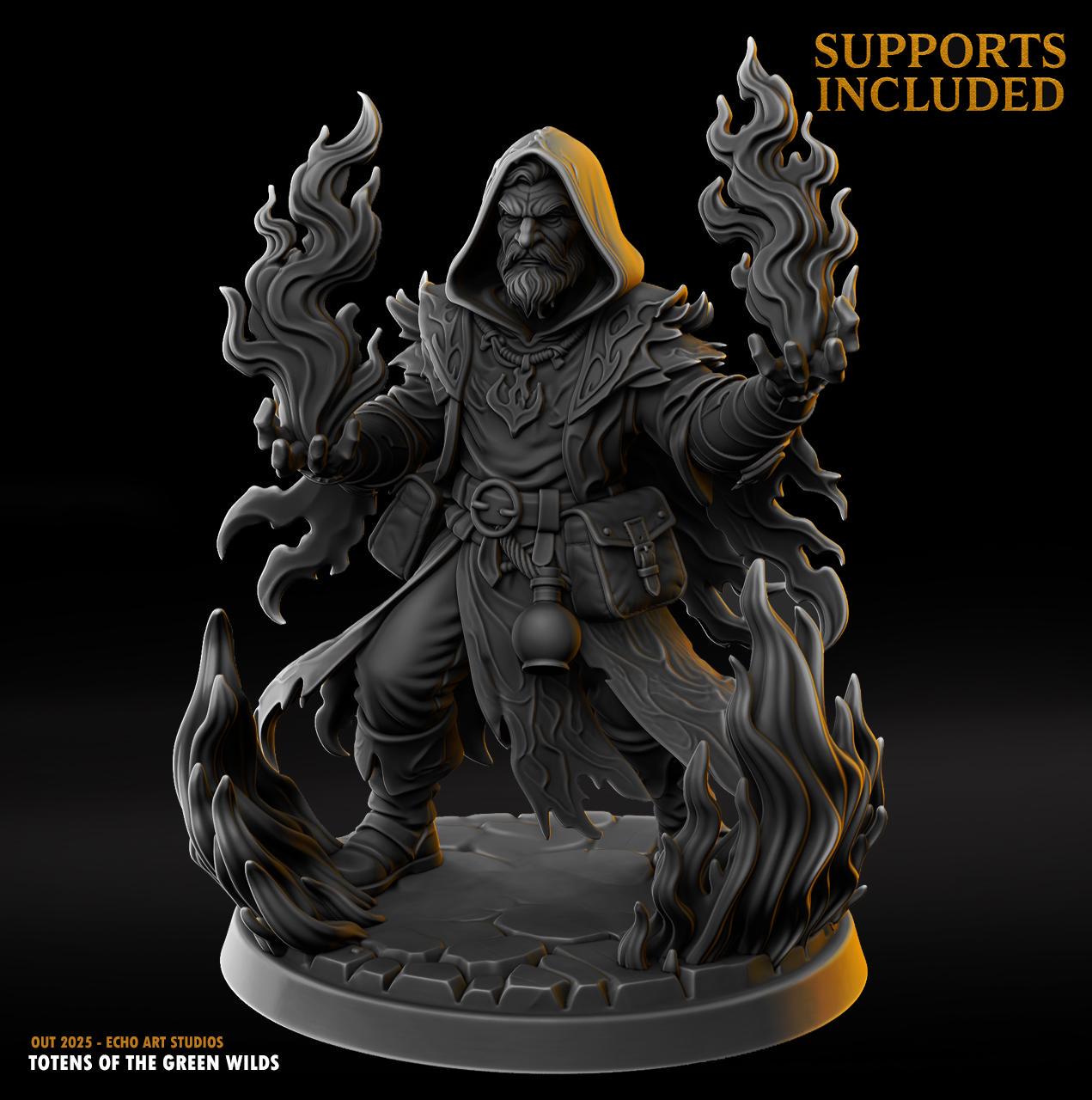 Wizard Mage - Fantasy Tabletop Wargame Model 3D Resin Printed DnD